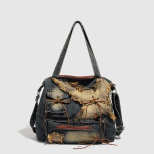 Distressed Punk Shoulder Bag for dark alternative styling