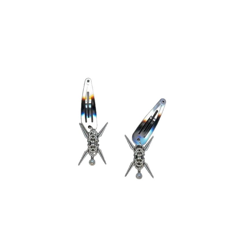 Punk spike chain hair clip earrings 5