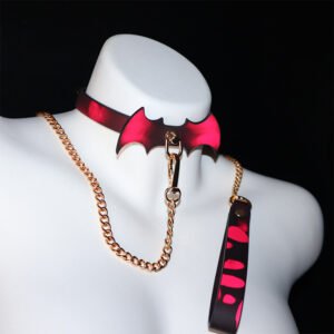 Dark bat color-shift leather choker accessory 1