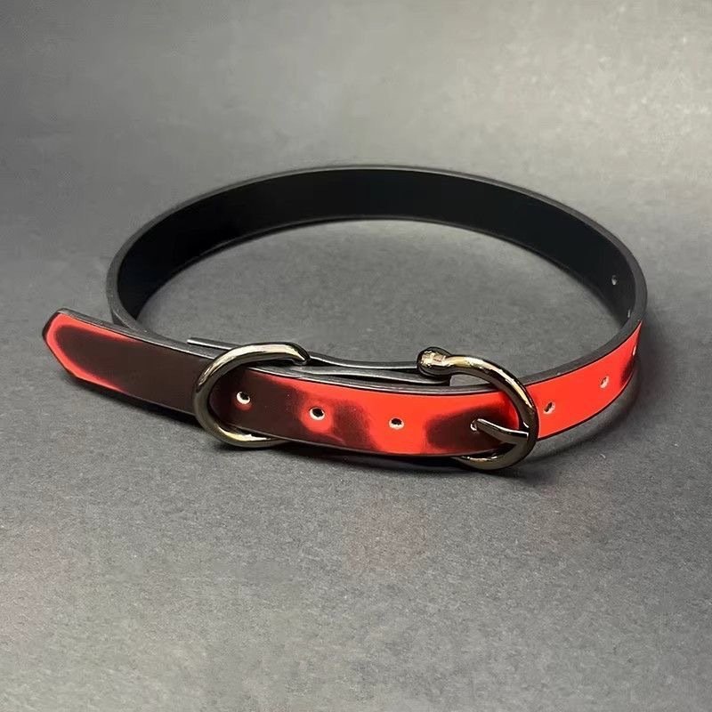 Pineapple Red Color-Shift Buckle Choker for dark alternative styling view 4