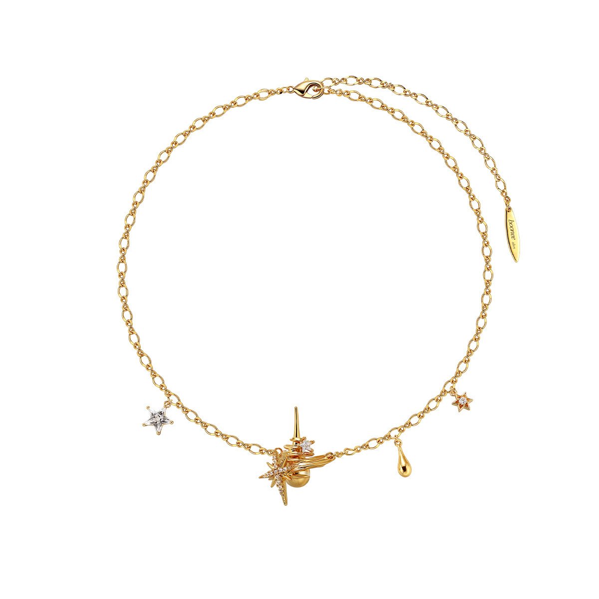 Star Orbit Sparkle Necklace for dark alternative styling view 4